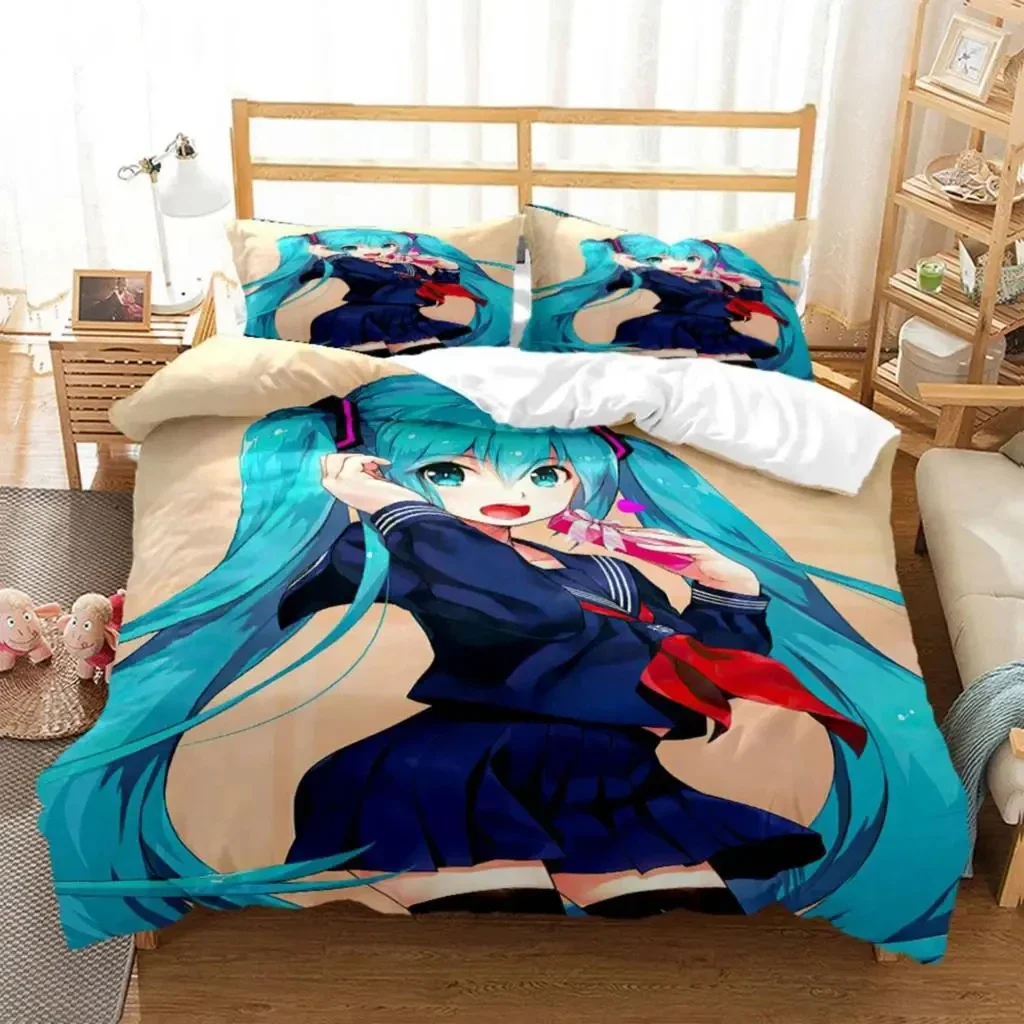 Anime Princess Girl Hime Bedding Set Boys Girls Twin Queen Size Duvet Cover Pillowcase Bed Kids Adult Fashion Home Textileextile