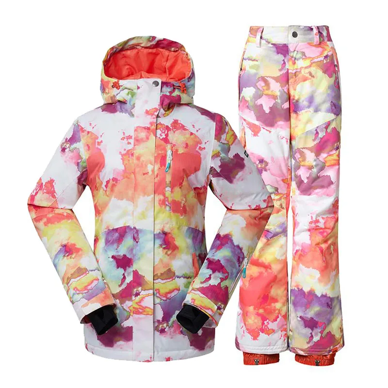 

Gsou Snow, Women Ski Suit Jacket Pant, Snowboarding Clothing, Skiing Suit Sets, 15K Waterproof, Winter Snow Suit Wear for Girl