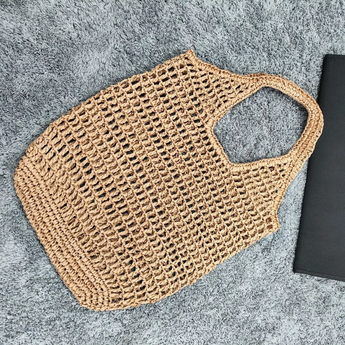 Hollow Knitting Tote Shoulder Bag Bohemian Woven Bags for Women Handbags Summer Soft Beach Bag NEW Vacation Shopper Purses Chic view 3