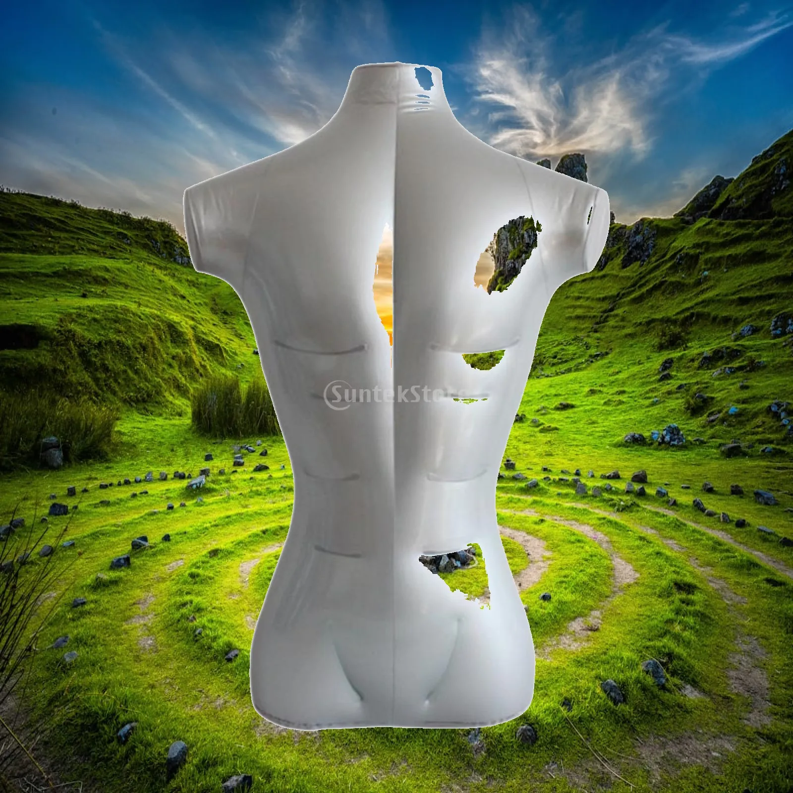 Inflatable Mannequin Torso Model Sturdy PVC Half Body Dummy for Clothing Store Window Display and Photography Props