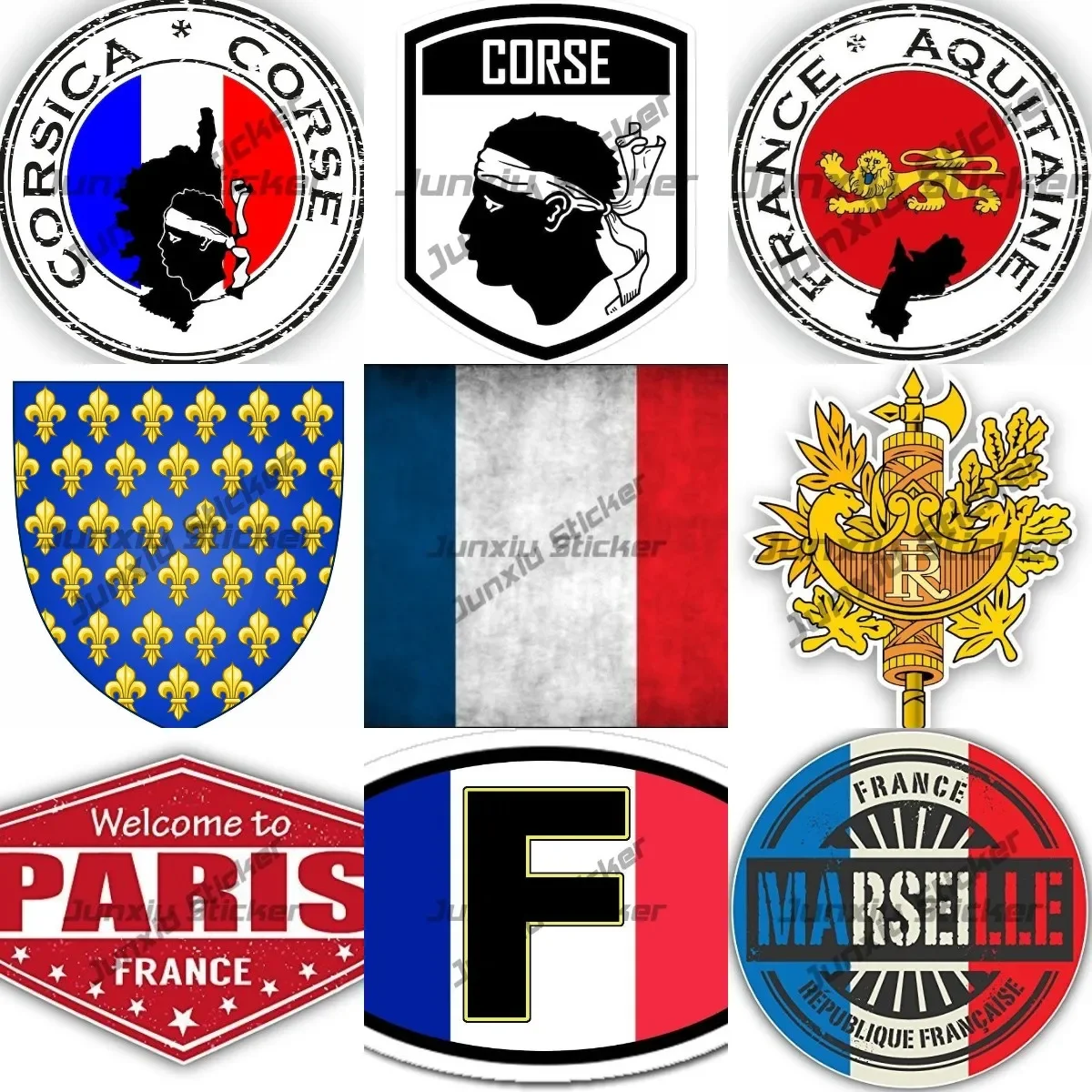 France Paris Mont Martre Seal Sticker Corse Corsica Aquitaine Seal Sticker French National Emblem Sticker France Round City Seal