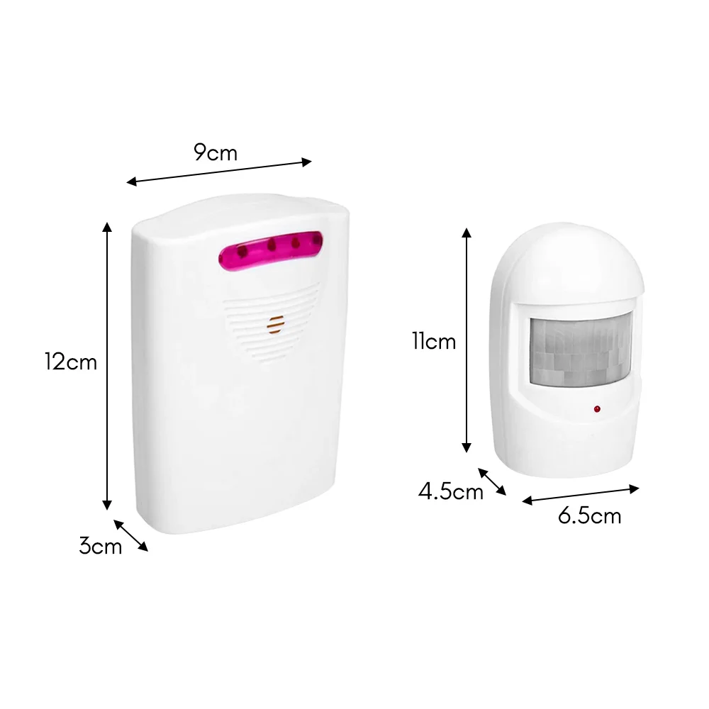 Alarm Multifunctional Wireless Driveway Alarm IR Motion Sensor Alarm Doorbell 1 Receiver 2 Transmitters for Home Outdoor Use