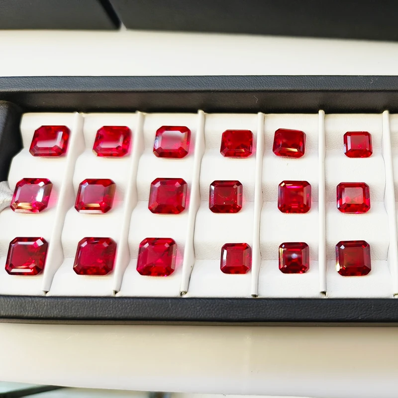 Lab Grown Ruby Asscher Square Shape Pigeon Blood Red VVS1 Selectable AGL Certificate GemstoMaterials Charms For Jewelry