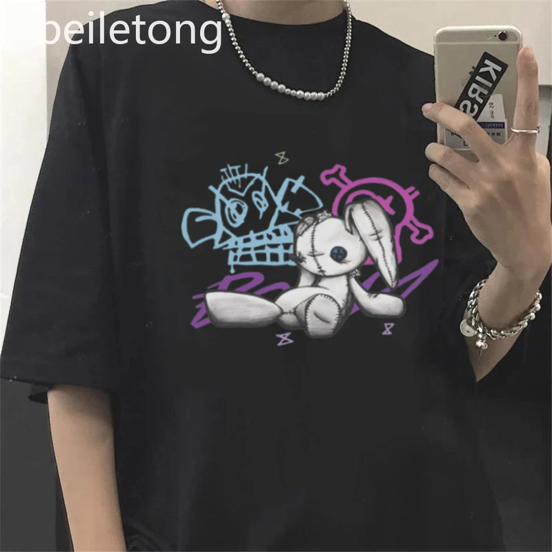 Jinx Kaus Monyet Misterius Kaus Cosplay Anime Pria Wanita Uniseks Grunge Estetika Lengan Pendek 100% Katun Print Musim Panas Streetwear