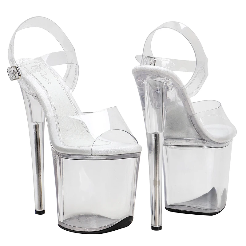 Leecabe 8Inch/20cm Clear Platform sandals colorful PVC upper Sandals party Transparent High Heels Shoes Pole Dancing Shoes 1L