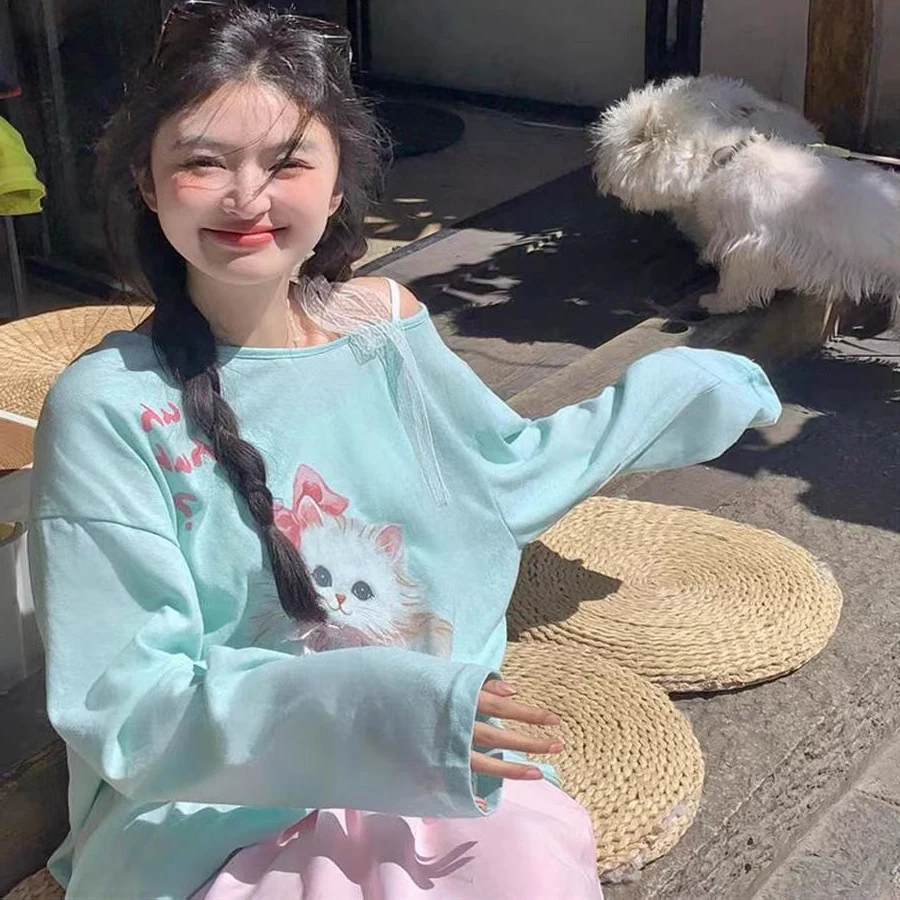 

Long Sleeve T-Shirts Women Aesthetic Y2K Oversized Gothic Harajuku Cotton Lace Slim Fit Retro Comfortable Stylish Elegant Casual