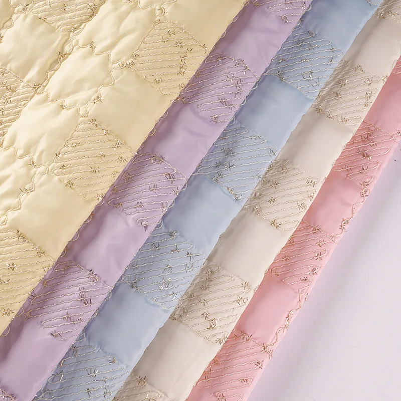 

Cotton-padded Quilted Sequin Embroidered Fabric Soft Thick for DIY Suits Home Wear Bags Stage Costumes Cushion Fabric