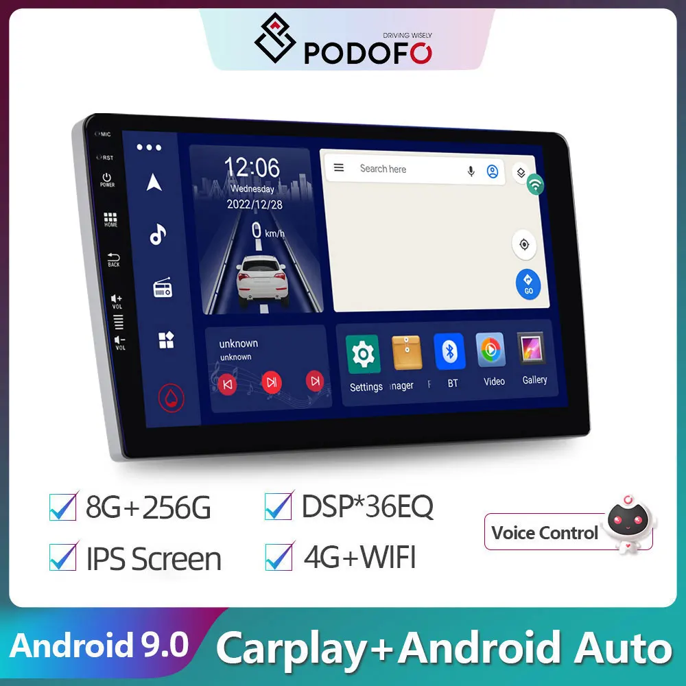 Podofo 8Core 2+32G Android Car Radio Stereo 9'' IPS Screen GPS Navigation 4G Wifi DSP Car Multimedia Player For VW Toyota Nissan