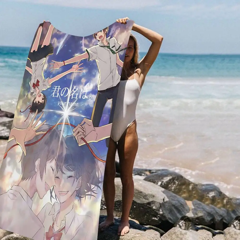 Japan Anime Your Name Microfiber Blanket Quick Drying Beach Towels Oversized Printing Super Absorbent Pool Towel Blanket
