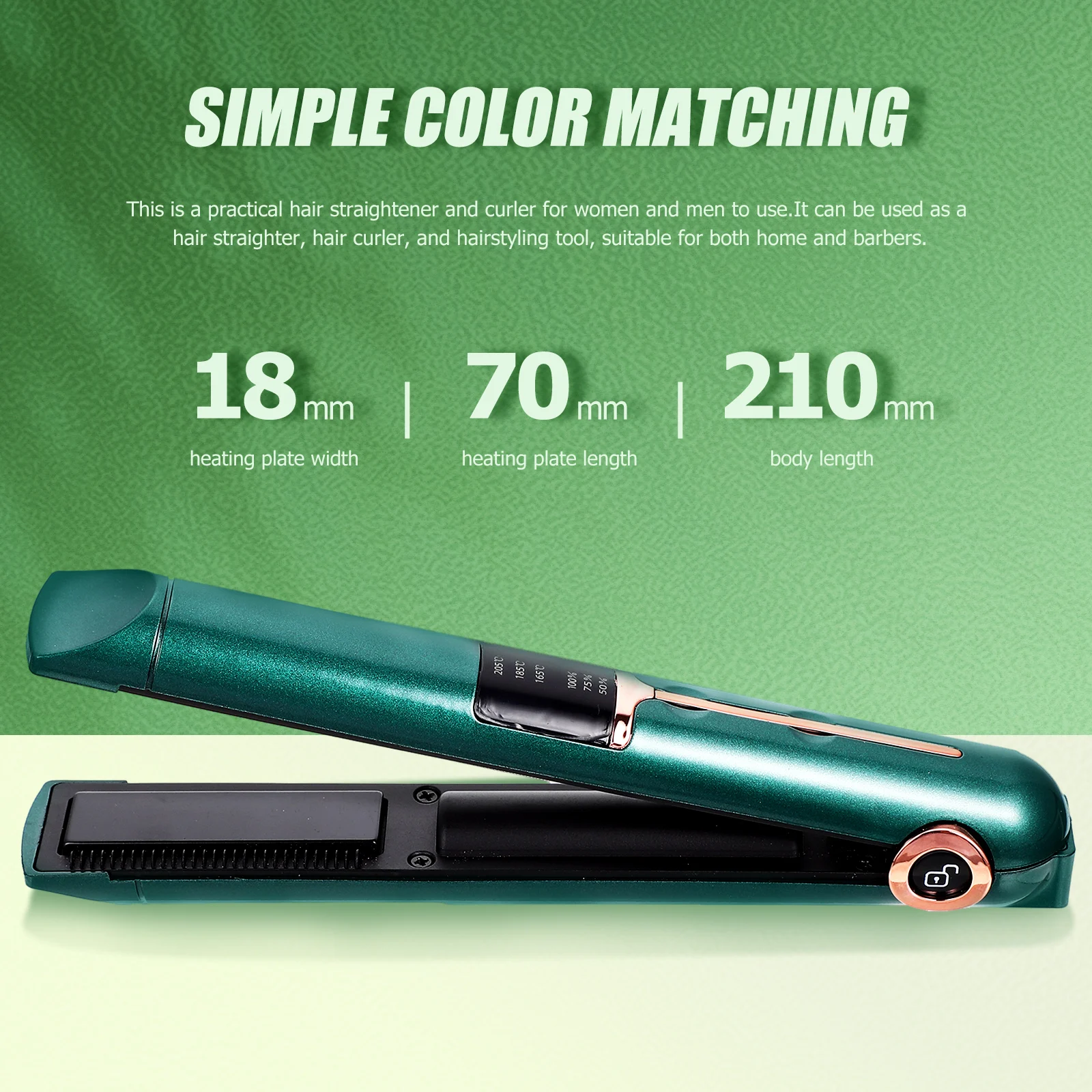 

Wireless Hair Curler Straightener ABS Material Ergonomic Design Portable USB Charged Temperature Adjustable for Travel
