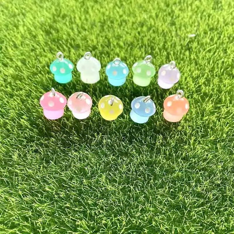 10pcs 12*16mm Simulated Glow Colorful Mushrooms Cartoon Charms For Pendant DIY Earrings Necklace Jewelry Accessories Finding