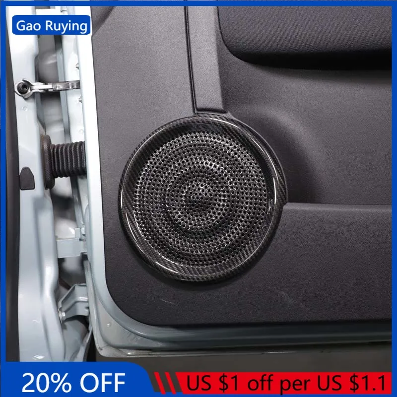 Gao Ruying For Fiat 500 16-25 Real Carbon Fiber Car Front Door Horn Audio Sound Loudspeaker Cover Trim Interior Car Accessories