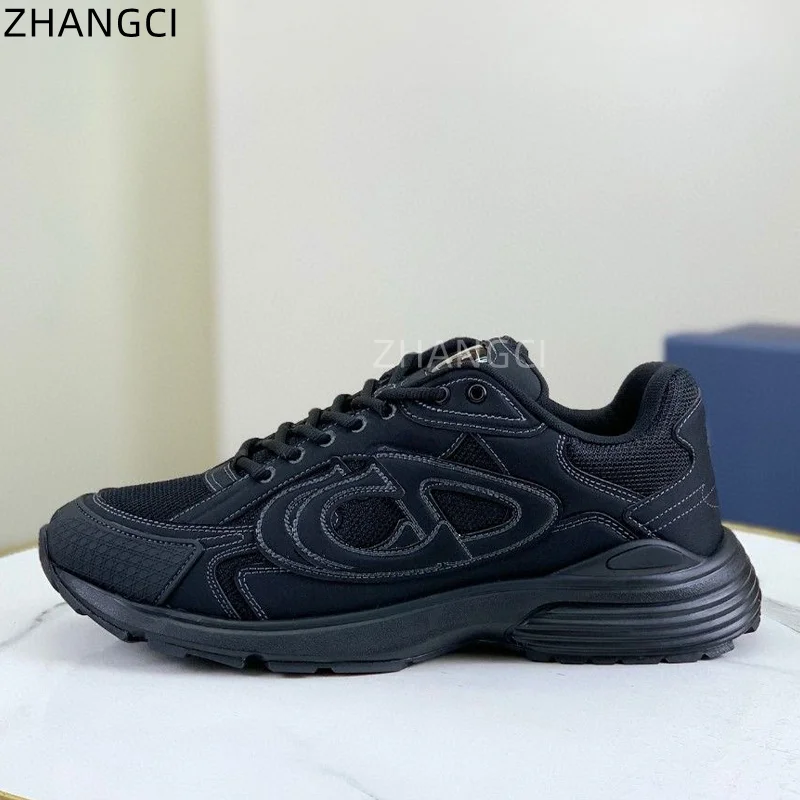 2024 high quality luxury designer luxury leisure non-slip breathable sneaker stitching mesh lace-up high-grade lightweight