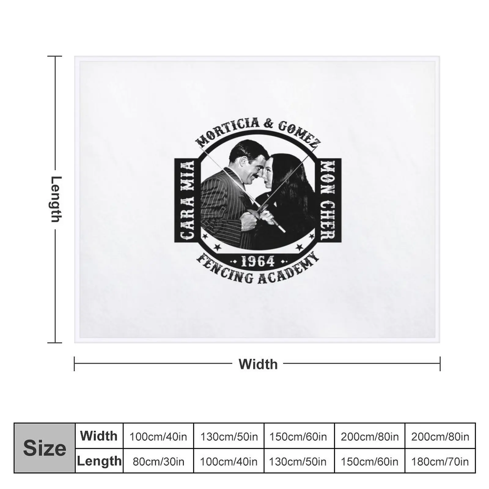 Morticia and Gomez Fencing Academy Throw Blanket Bed covers anime Blankets