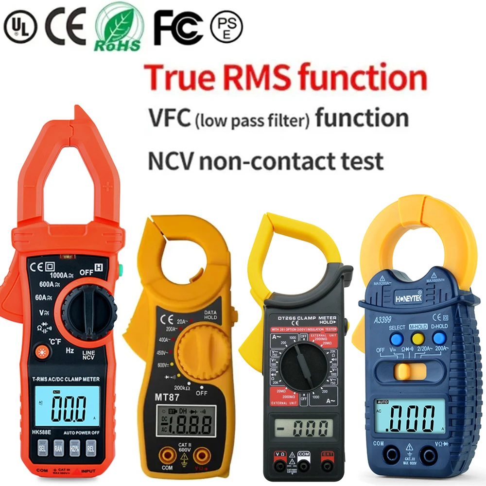 

HK588E Digital Clamp Meter 6000 Counts True RMS NCV 600V Voltage 600A DC/AC Current Digital Multimeter Clamp Current Meter