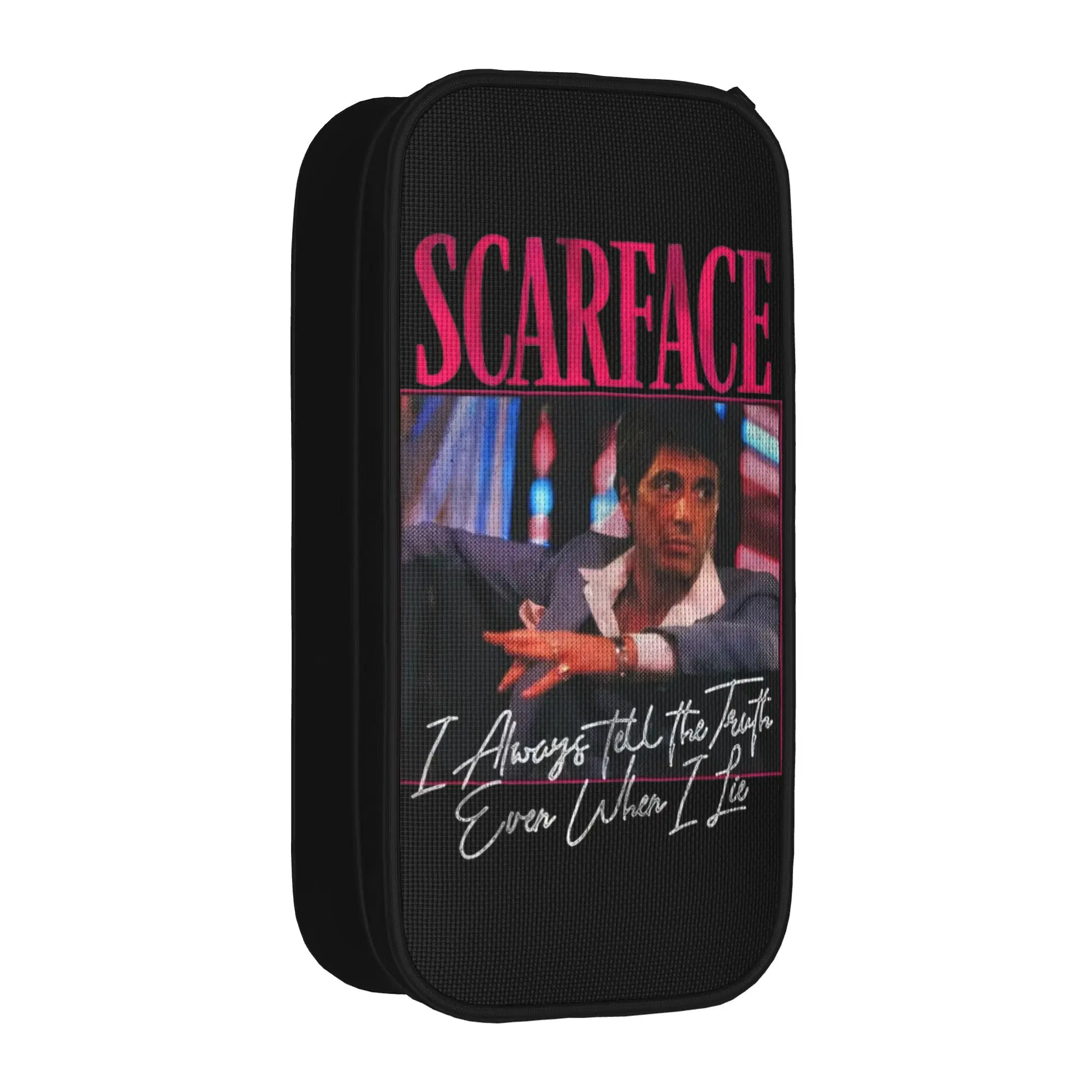 Tony Montana Always Tells The Truth Pencil Case Scarface Movie Pencil Box Pen for Student Large Storage Bag Office Zipper