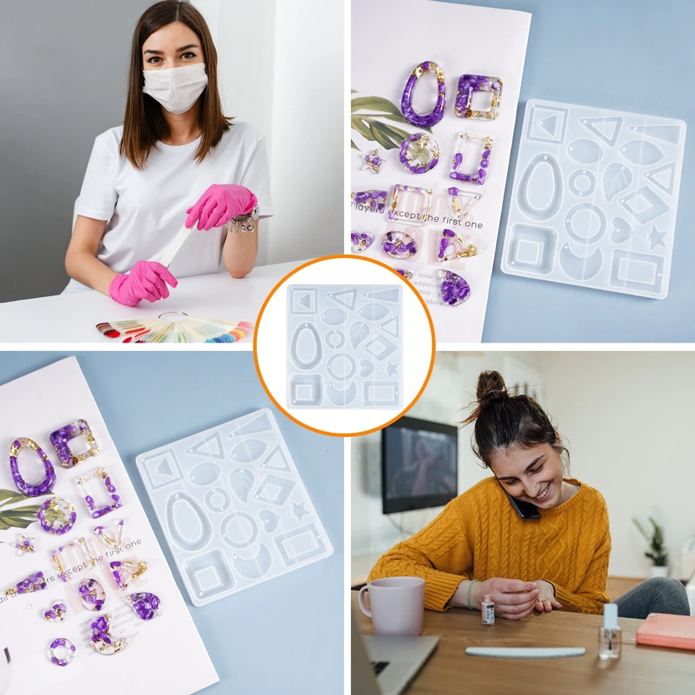 

Crystal Epoxy Resin Casting Mold Heart Shaped White Jewelry Making DIY Earring Pendant Silicone Craft Tool Accessories Reusable