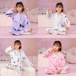 Cute Sanrio Cinnamoroll Kids pigiama Kuromi Mymelody hellobyt bambini Casual Spring Home manica lunga Set Girl Nightwear Pants