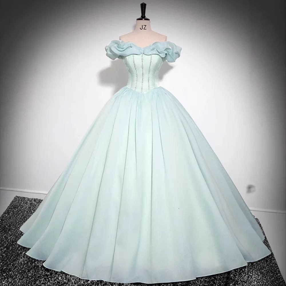 Elegant Evening Dresses for Women Ruffle Fluffy Organza A-line Prom Gown Girl's birthday party graduation dress Engagement party