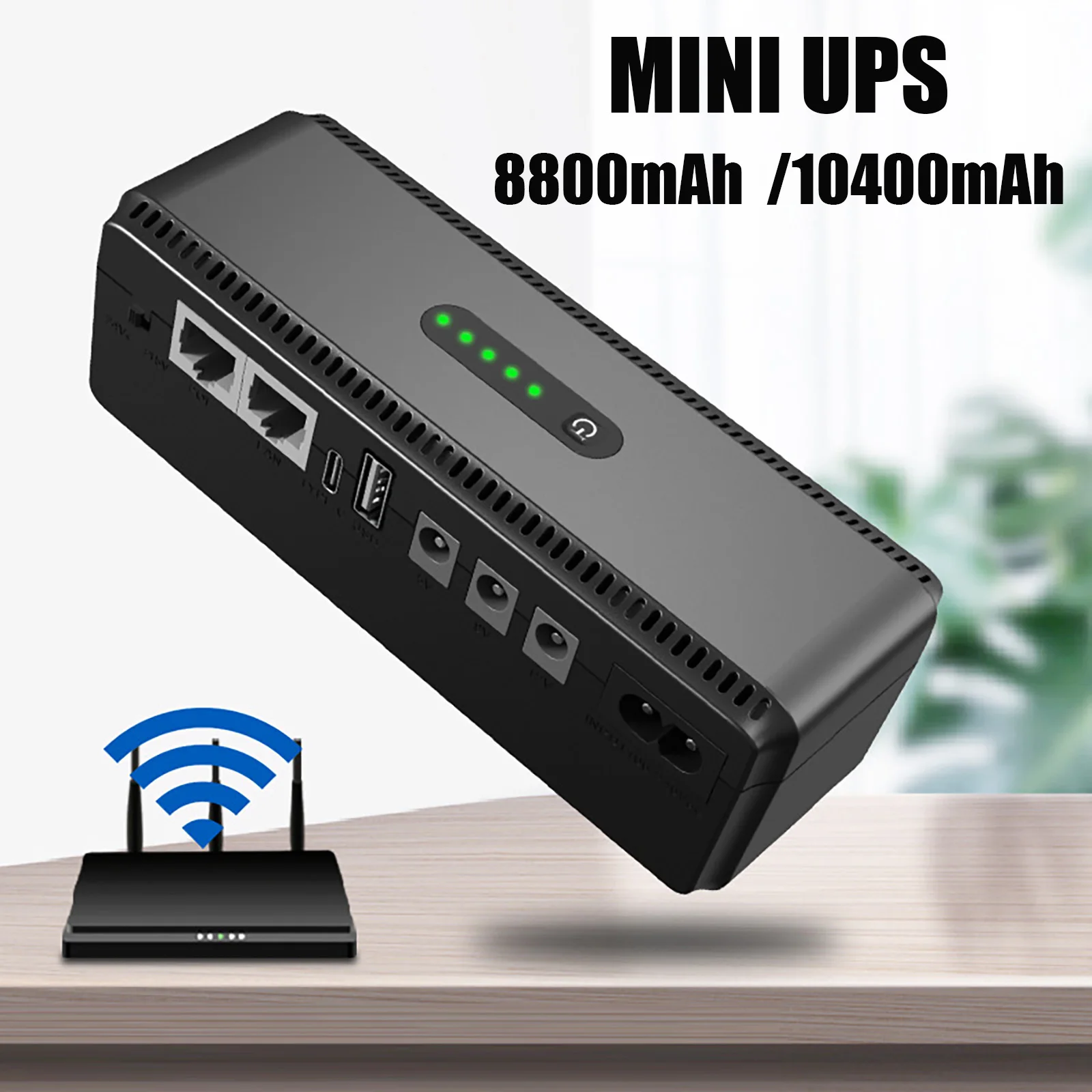 

8800mAh/10400mAh Mini Portable UPS 5V-12V Uninterruptible Power Supply For WiFi Router Large Capacity Power Backup Adapters