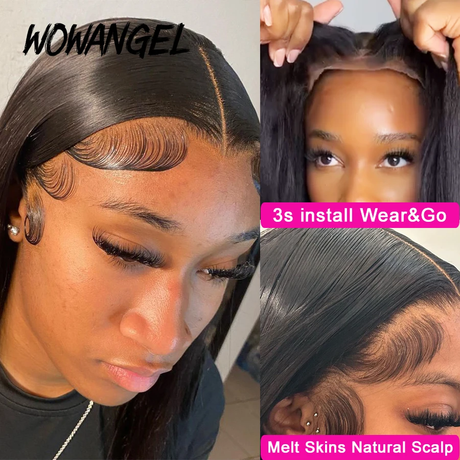 Wow Angel 250% Glueless Wig Human Hair Ready To Go 5x5 HD Lace Closure Wigs 34 Inches Remy Silky Straight Invisible HD Lace Wigs