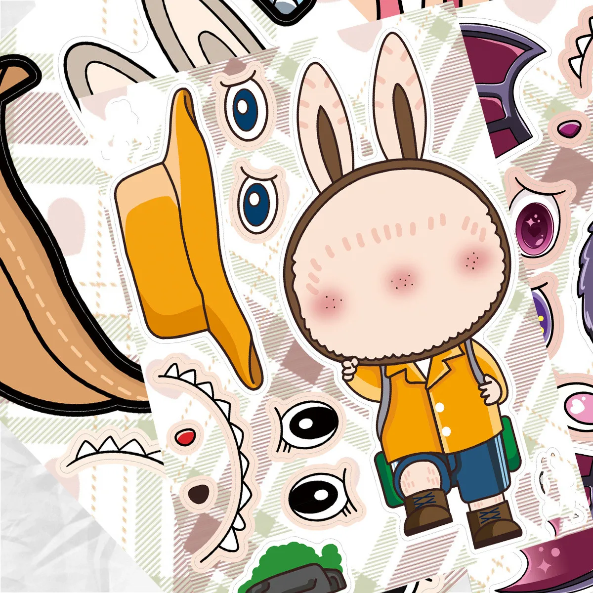 8 أوراق ملصقات دمية الوحش الكرتونية Make-A-Face DIY تجميع متعة للأطفال ألغاز حساب المواد ملصقات Crybaby