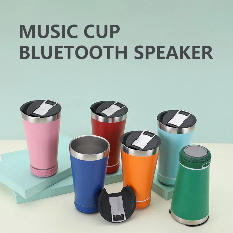 Copo de isolamento em aço inoxidável, Bluetooth Speaker, Subwoofer exterior portátil, Beer Music Cup, Com Som