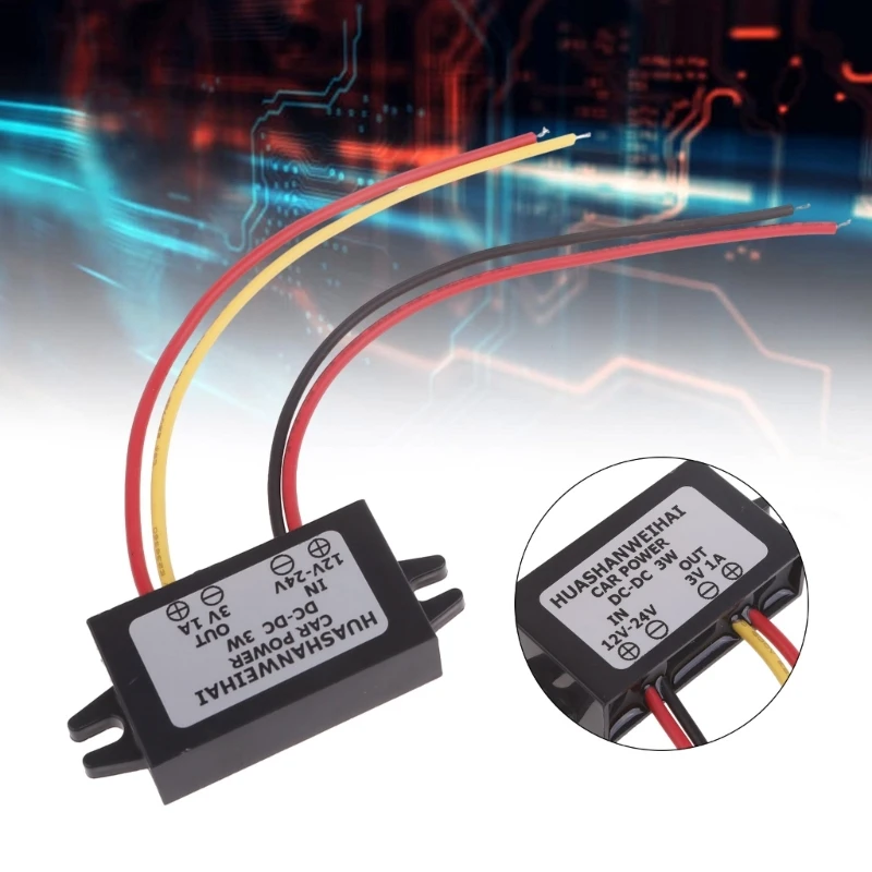 Convertidor Cable alimentación regulador voltaje portátil, adaptador reductor voltaje estable 12-24V a 3V para