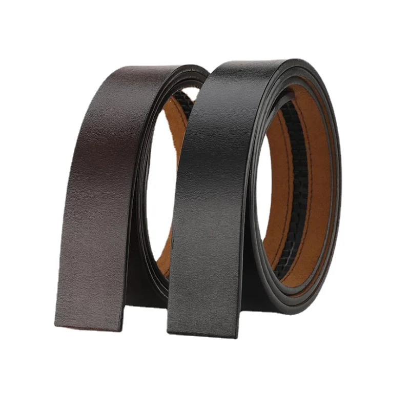 New Men's Genuine Leather Belts Automatic Buckle Belts Men Fashion No Buckle Belts High Quality Black Brown Waistband 3.5cm