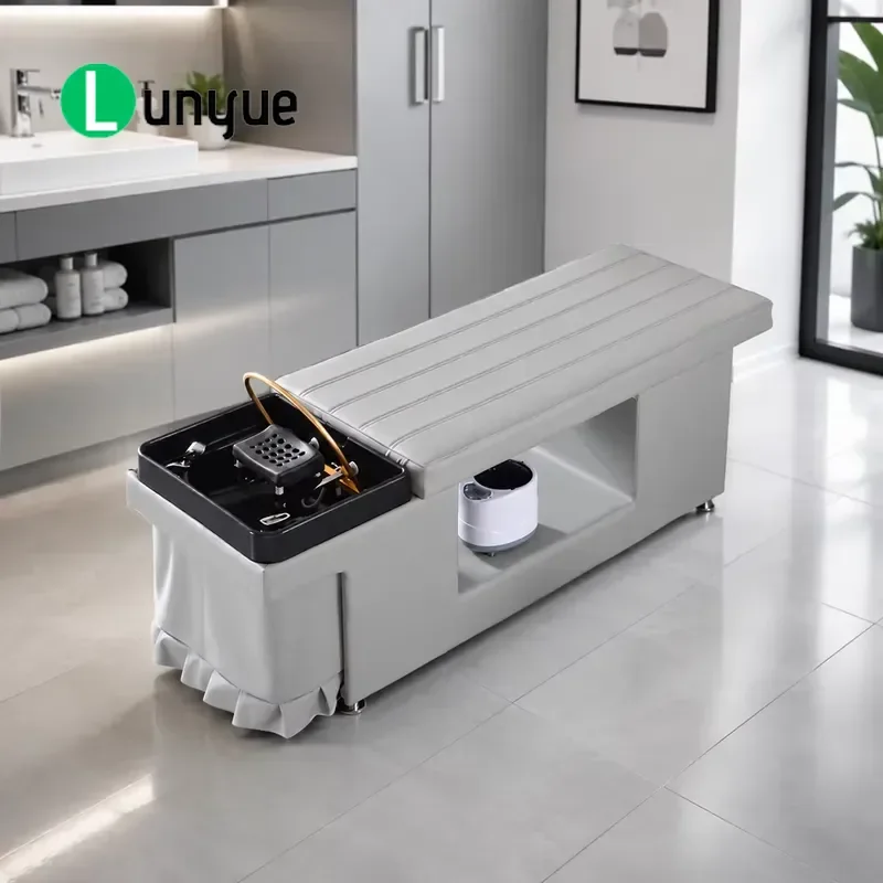 Professional Multi-functional Shampoo Bed with Acrylic Basin Water Heater Steam Cover for Beauty Head Treatment Center