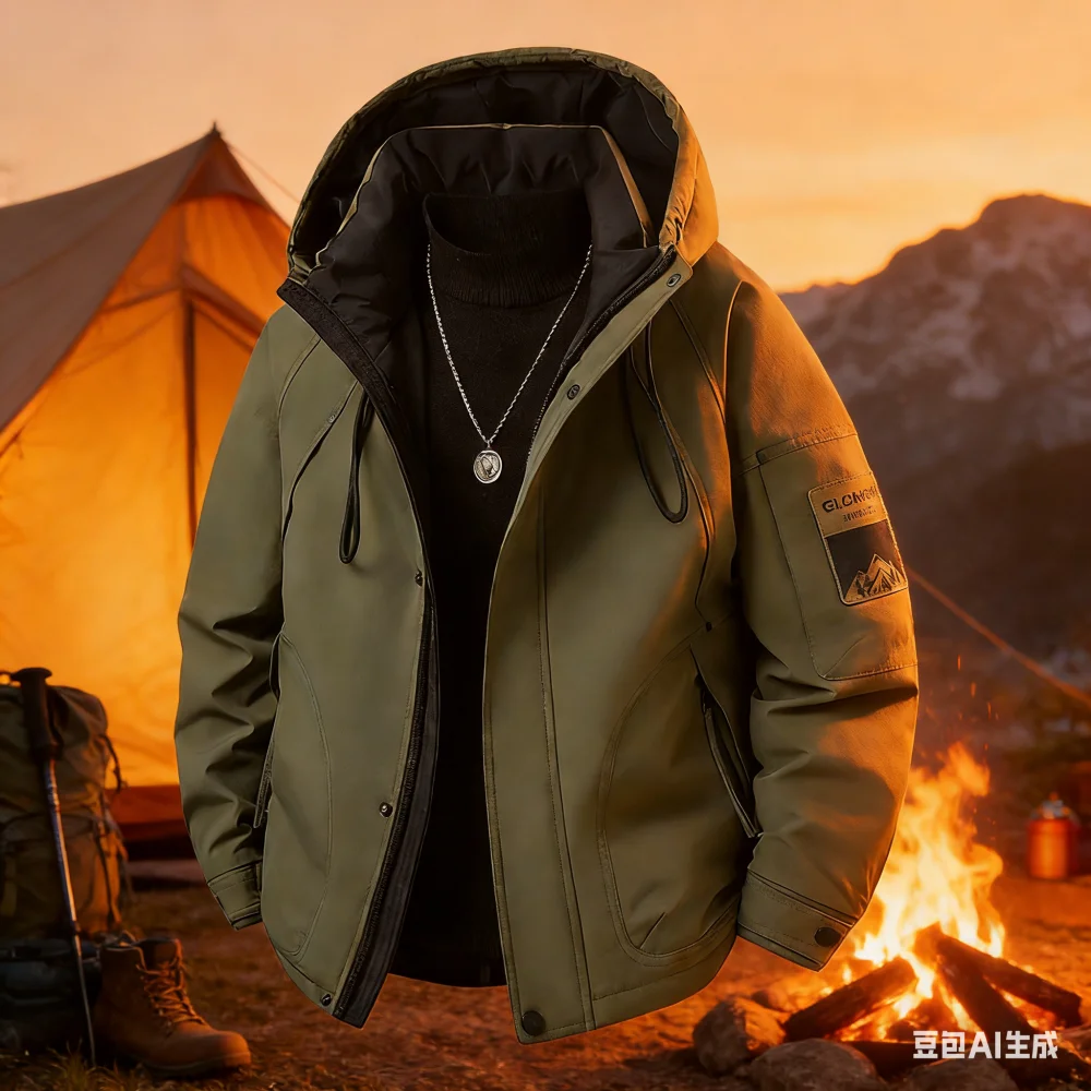 Men's 2026 Winter New Trend Brand High-Quality Casual Warm-Weather Windproof Coat with Hooded Workwear Style Fashionable Jacket