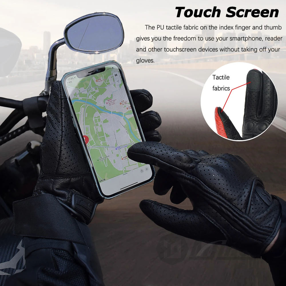 Retro Leather Motocycle Gloves Comfortable Motorbike Guantes Wear-Resistant Motocross Gloves Full Finger Protection Moto Gloves