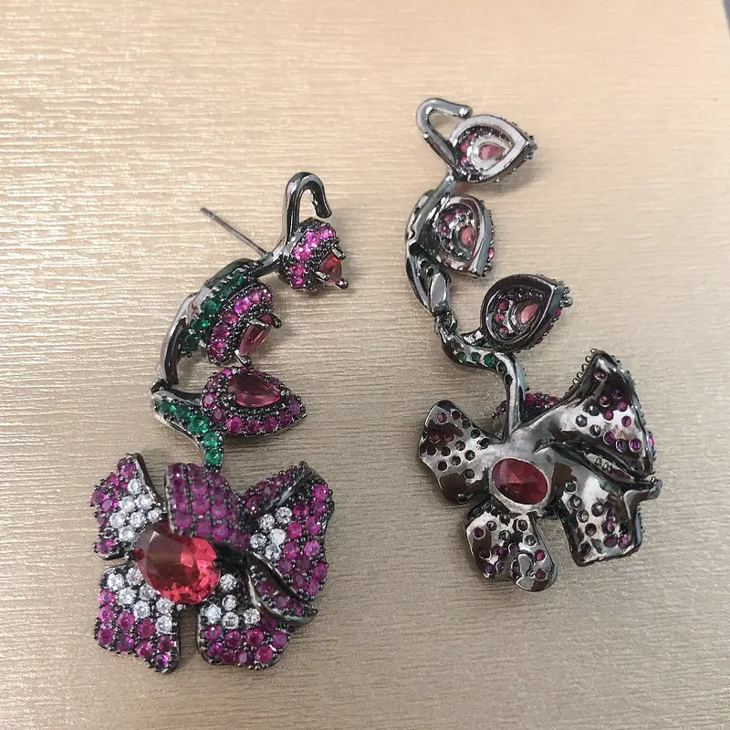 Bilincolor Fashion Red Flower Earring for Women