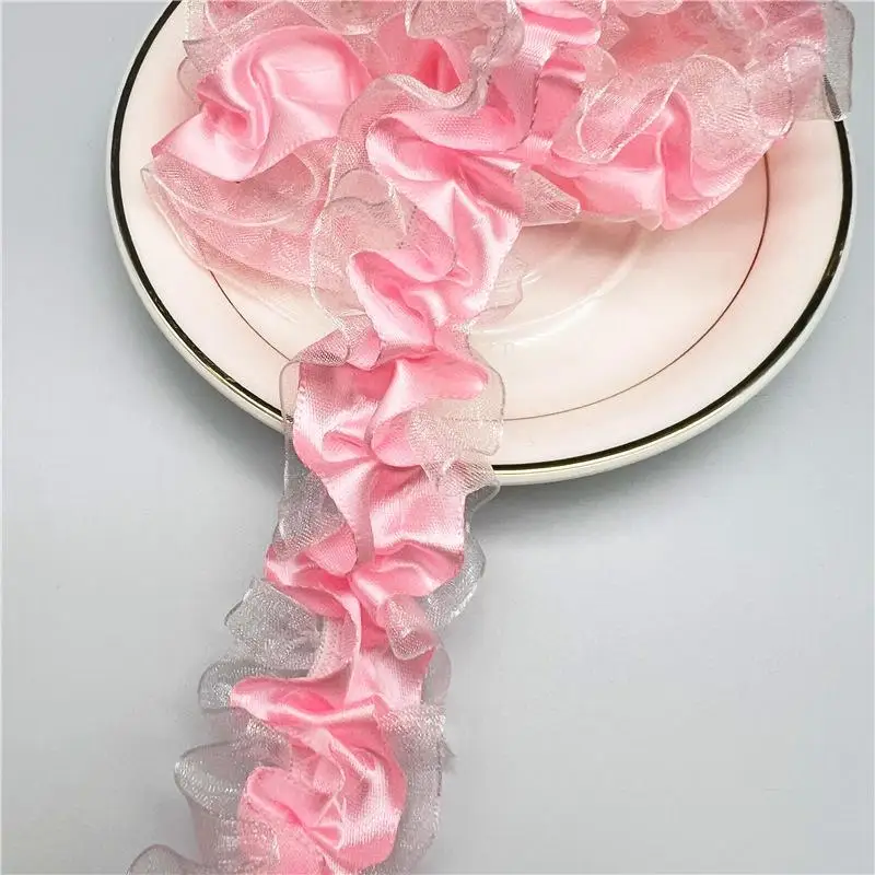 1 Stück Niedliche Lolita DIY Näh-Satin-Rüschenborte Rüschen-Applikation Kleidungs- und Taschendekoration 4cm Breiter Plissierter Spitzenstoff Ita-Taschen-Dekoration – Detail 12