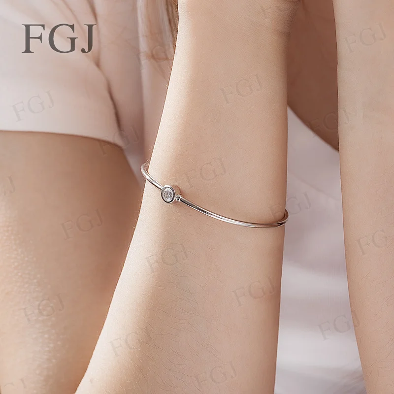 S925 Sterling Silber Weißgold Plattiert 5MM Rundschliff VVS1 D Echte Moissanit-Diamanten Armreifen Feiner Schmuck Valentinstag Geschenk – Detail 9