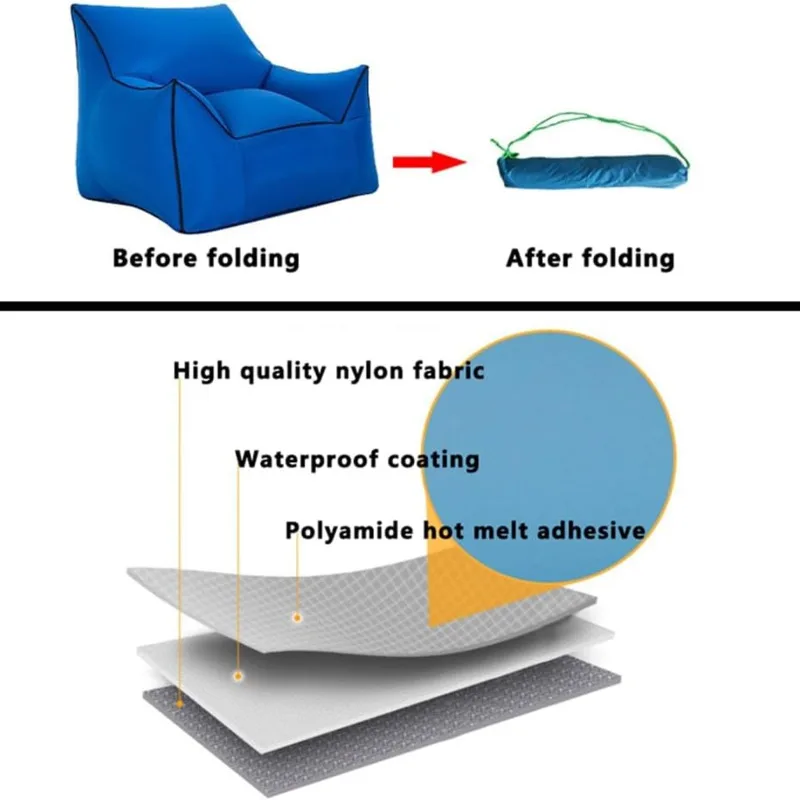 Inflável impermeável Blow Up Couch, Dobrável Deck Chair, Lounge Sofá preguiçoso, Lounge Chair, Mobiliário de jardim, Interior ou Exterior