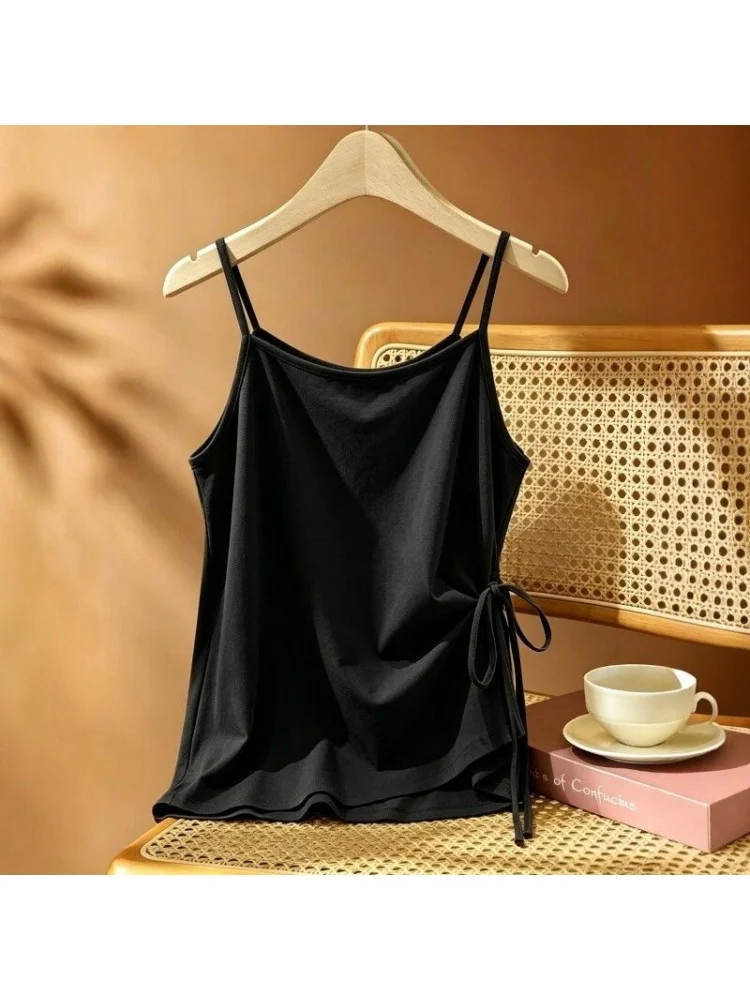 Women's Loose Cotton Tank Top 95% Cotton Summer New Style Innerwear Outerwear Slimming Base Layer Simple  Color