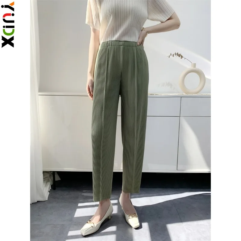 

YUDX Miyake Pleated Pants Women's Thickened Fabric Loose Slim Comfortable Casual Pleated Pants 2024 Early Spring New