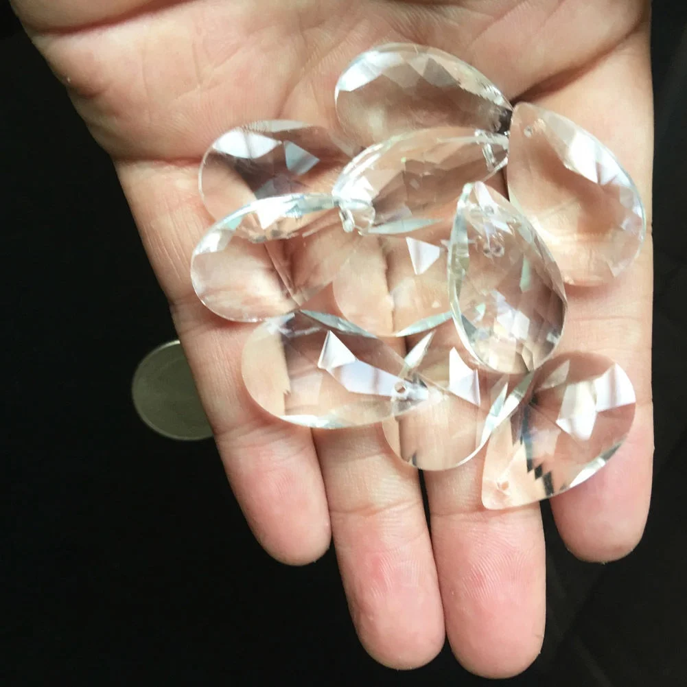 10PCS Sun Catcher Clear Crystal Prism Faceted Teardrop Hanging Pendant Chandelier Crystals for Low Ceiling Spacer Scattered Bead