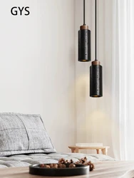 Led Pendant Lamp Black Stone Bedside Small Chandelier Modern Nordic Fashion Art Hanging Light E27 For Restaurant Bedroom Home