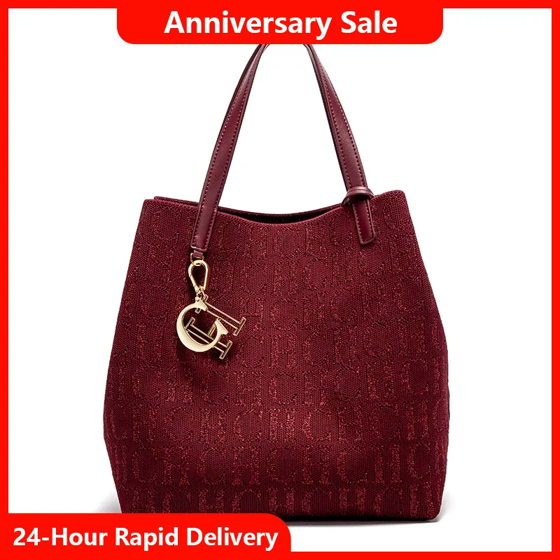 

CH Ladies Shoulder Bag Simple Solid Colour Letter Print Design Ladies Tote Bag Large Capacity Daily Commuter Bag Ladies Crossbod