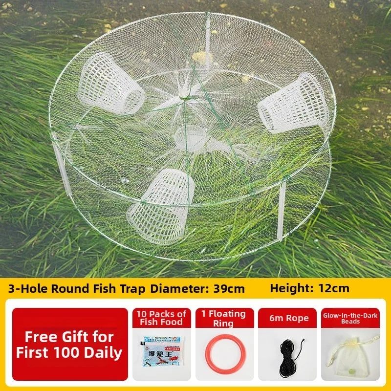 Silicone Fishing Net Trap Giant Fin King for Crab Shrimp Fish Outdoor Use Three Mouth Structure Easy Setup Retrieval