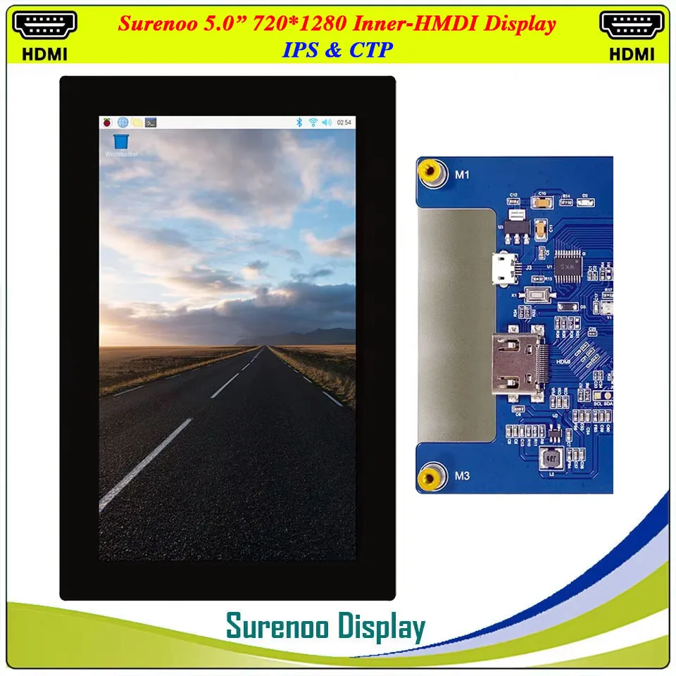 5.0 "5 pollici 1280*720 IPS Interno HDMI-Compatibile HD Modulo LCD Monitor Schermo di Visualizzazione USB Pannello Touch Capacitivo per RaspBerry Pi