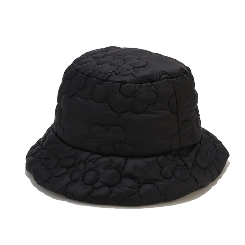 The new autumn and winter down cotton bubble eaves fisherman hat flowers solid color light and soft