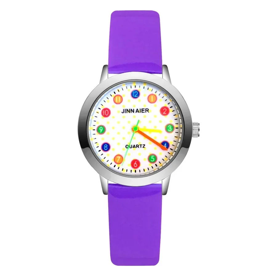 Fashion Cartoon Rainbow Children\'s Kids Student Girls Boys Quartz Leather Nylon Strap Brand Watch Factory Wholesale