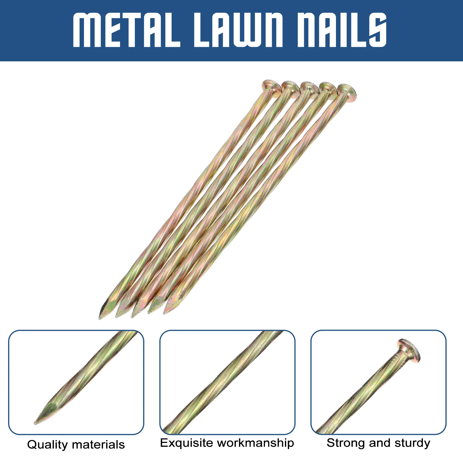 

20Pcs 6 Inch Spiral Nail Galvanized Edging Siding for Artificial Turf Wood Tent Piles Landscape Garden Deck Fixing Anchor Spike