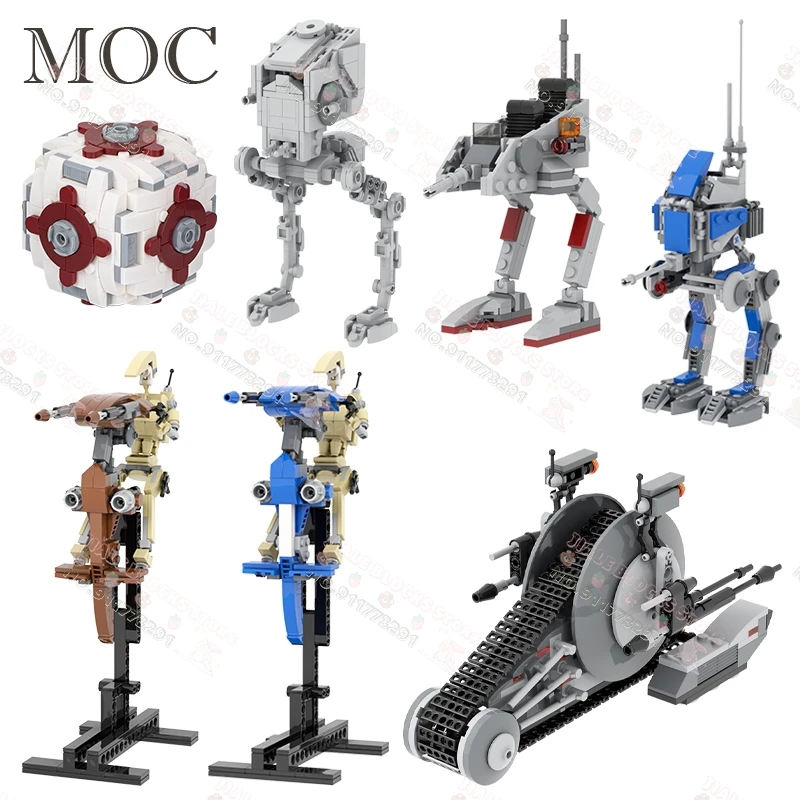 Interstellar Movie Series Droids Building Blocks Creative Sci-Fi Military Walking Machine Weapons Model DIY Bricks Toys For Kids