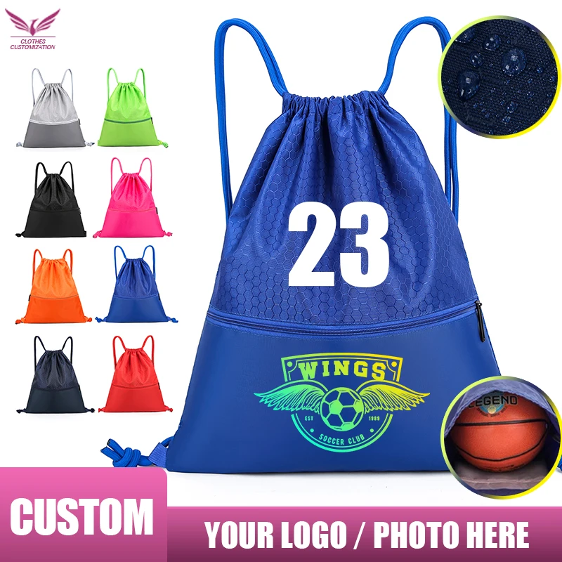 Custom Drawstring Backpack Outdoor Waterproof Football Bag personnality custom Training basketball bag Sport Gym Bag Print Logo