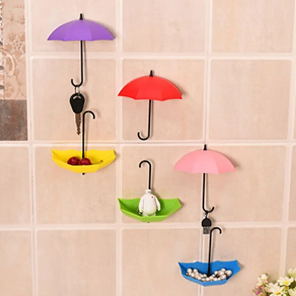 Non-marking Bathroom Kitchen Wall Door Clothing Hanger Kitchen Organizer Umbrella Hook Home Decorative Wall Hook Storage Rack