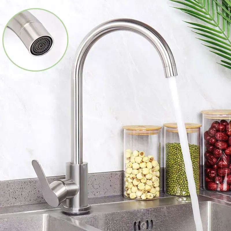 

1pcs Kitchen Faucet Portable Stainless Steel with Hot Cold Splash-proof Feature Swivel Design for Vegetable Washing Sink Faucet